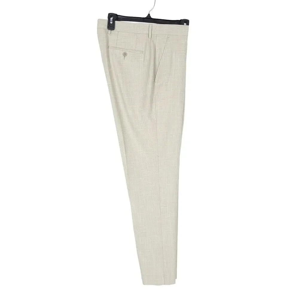 Calvin Klein Mens Slim Fit Dress Pants 30x30 Taupe Solid Sharkskin Stretch NWT
